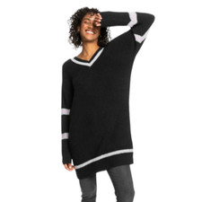 Roxy Size XS/S Black V-Neck Stretchy Sweater Dress