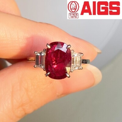 [jerseychou] Natural Ruby 2.23 ct , NO HEAT , Vivid Pigeon Blood Red , PT950,GRS