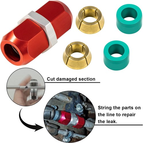 800-641 3/8''Aluminum Line Splice Connector Repair Kit Works for A/C Coolant Etc - Picture 3 of 15