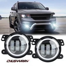 For DODGE JOURNEY 2009-2020 Pair 4" inch Round LED Bumper Fog Lights DRL Lamp