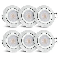 6X RW-2 Led Einbauleuchte Flach & Rund Mit Fourstep 5W Warmweiss In Alu
