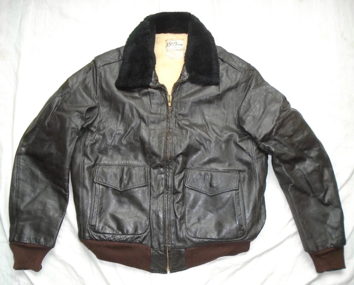 RARE Vintage 70s LL Bean Flight Bomber G-1 Jacket Goatskin Leather