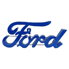 Large Recycled Metal Cursive Blue Ford Logo Garage Wall Decor Sign 22 in
