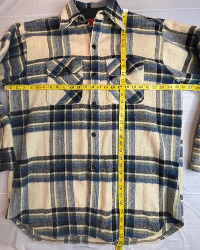 VINTAGE 1980'S C.P.O. BY PARK AVE MEN'S LARGE TALL HEAVY FLANNEL SHACKET A5 - Picture 2 of 5
