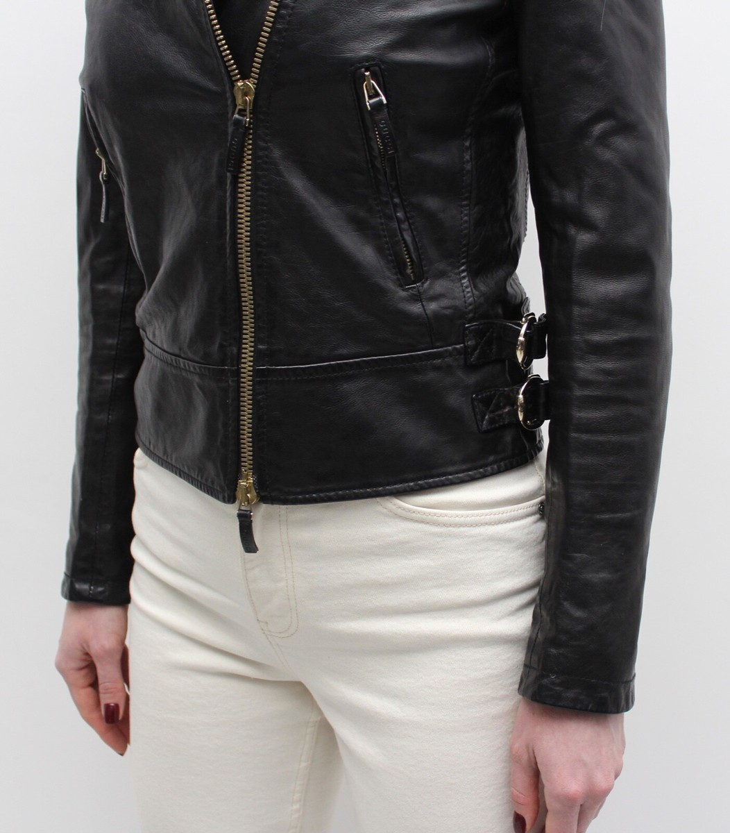 Women's GUCCI by TOM FORD Leather Biker Jacket Black RARE