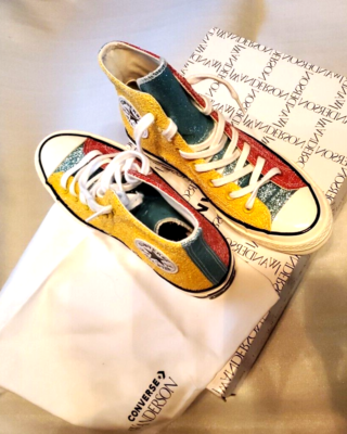 Converse x JW Anderson Glitter hi-top sneakers with shoe bag, Size