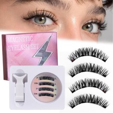 Professional Magnetic Eyelashes - Fake False Lashes Set Kit + Tweezers Reusab ~