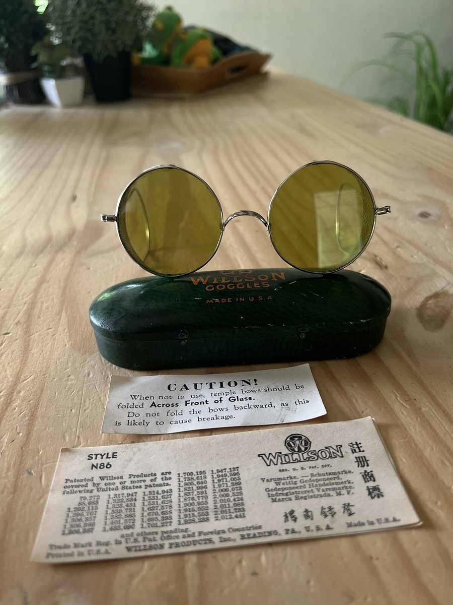 【vintage】希少 50's 60's WILLSON サングラス 眼鏡 Antique willson goggles nro. 86 with tin box green lenses (See