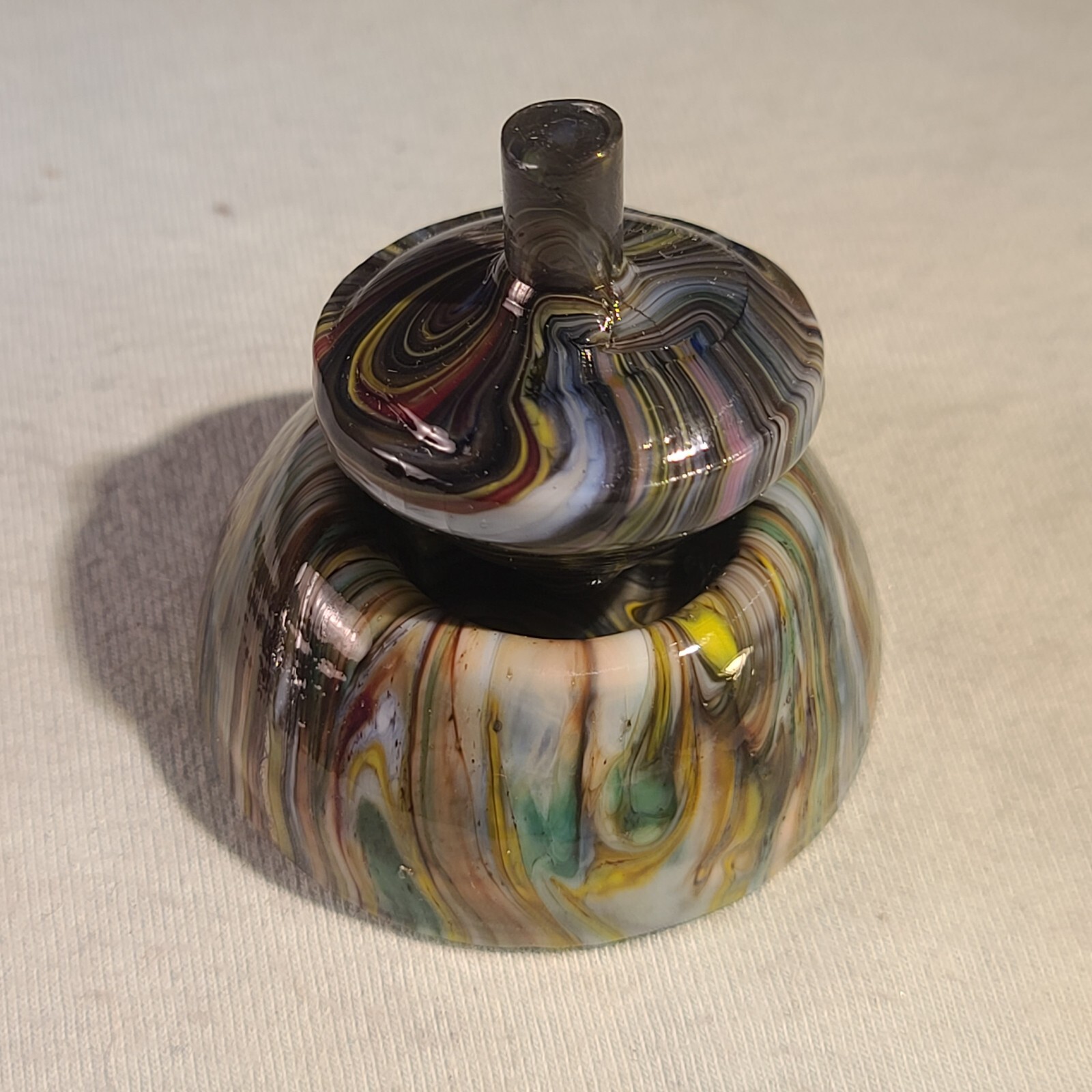 ANDY DAVIS, Glass Art Spinning Top & Base, Megans Run (?), #256O