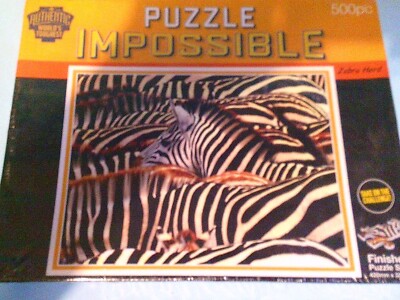 NEU VERSIEGELT Puzzle Impossible 500 Teile Puzzle Authentic Toughest, Zebraherde