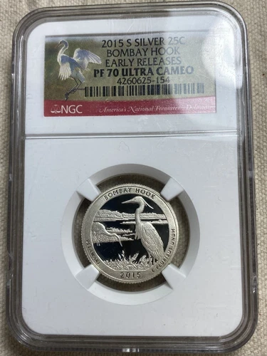 2015 S Silver Bombay Hook Quarter NGC  PF70 Ultra Cameo  Early Releases