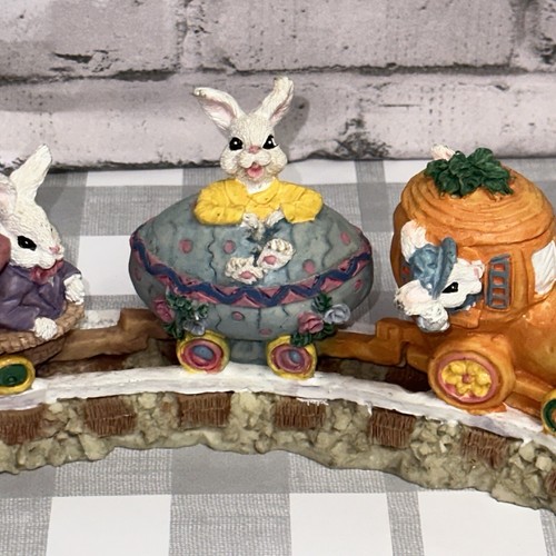Vintage Easter Rabbit Figurine Train Carrot Egg Mushroom Train 8.5" X 3" - Picture 11 of 13