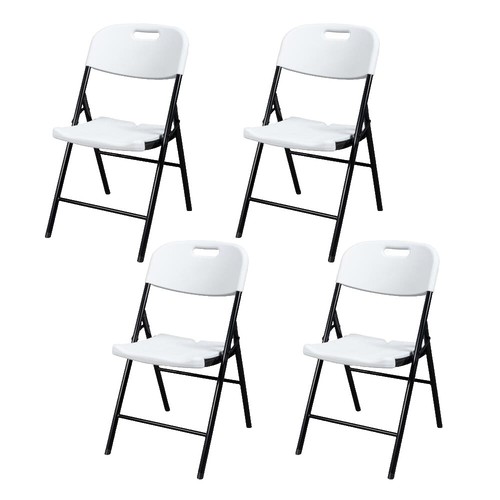 10-Pack Folding Chairs White Stackable Wedding Party Event Chair With Plastic Seat and Back