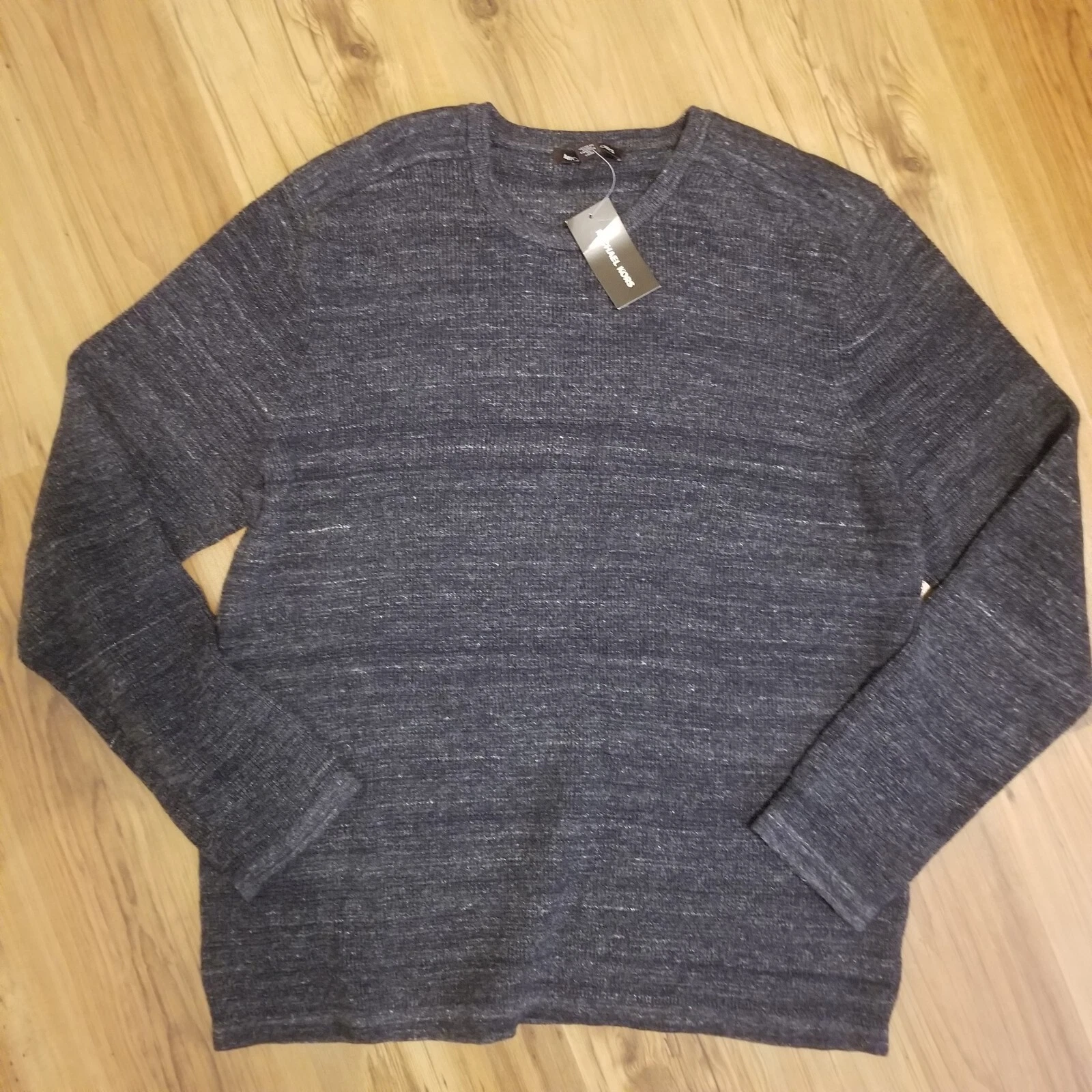 Michael Kors Men’s Sweater Wool Blend Waffle Knit Ribbed Dark Grey XXL NWT