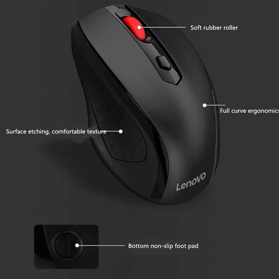 100% Lenovo M21 2.4G Wireless Universal Mouse Mice For PC WinXP/T/7/8/10/Mac OS - Image 4 of 4