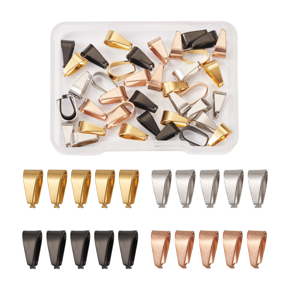 のん 40Pcs Stainless Steel Pendant Pinch Bails 4 Style Ice Pick