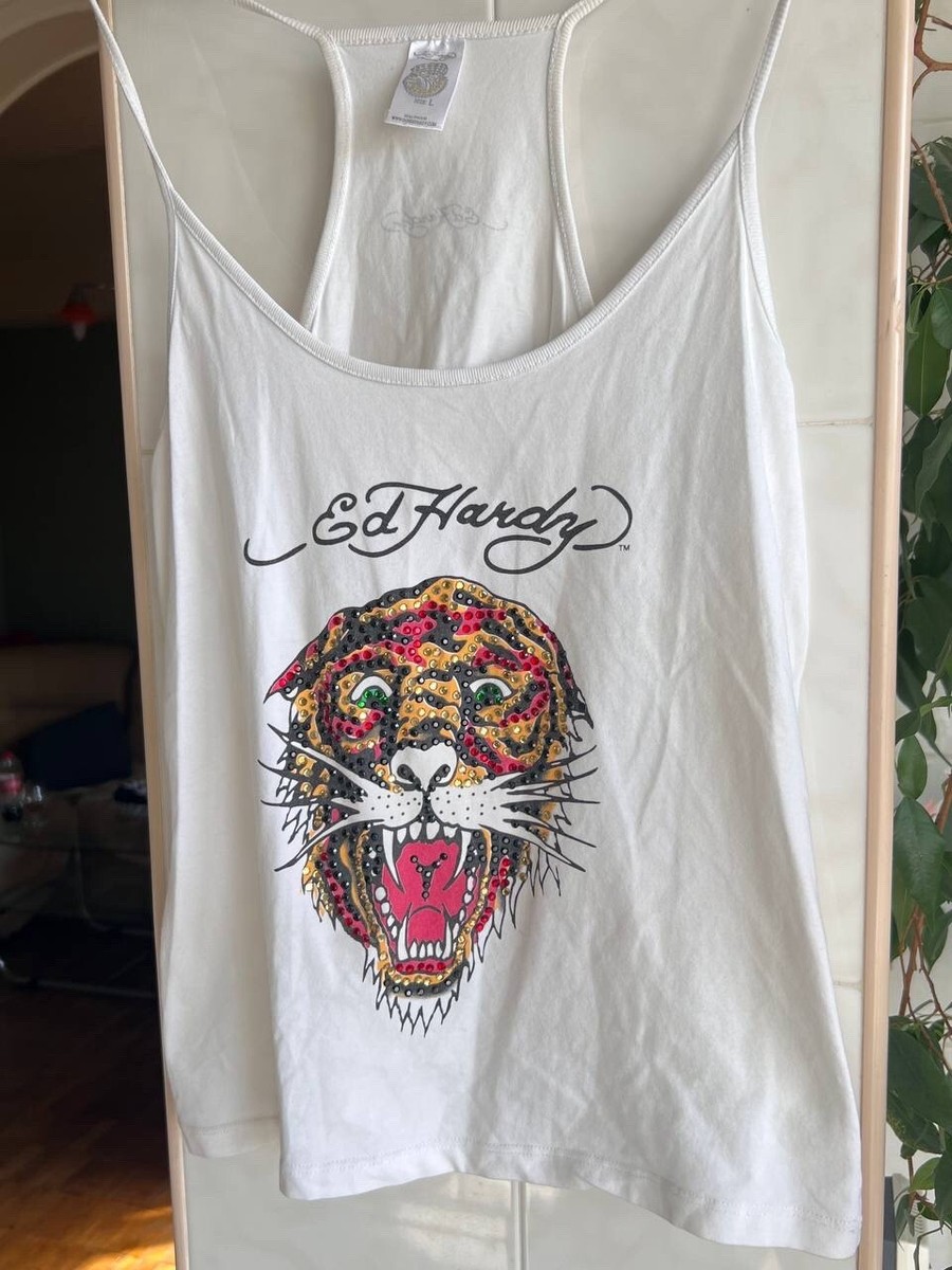 y2k❤️ 00s Ed Hardy スカル 両面ロゴ リブ タンクトップ Vintage Ed Hardy Skull Rose Tank: Y2K Tattoo Art Streetwear - Etsy