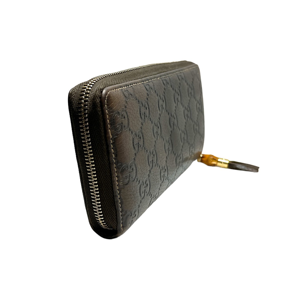 Gucci★素敵！Brown Leather Zip Around Continental Wallet Gucci Italy Signature Continental Brown Zip Around Leather