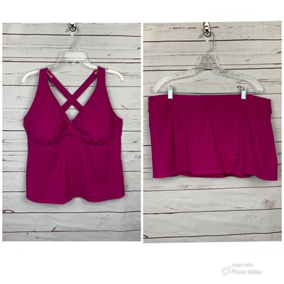 pink swim skirt plus size