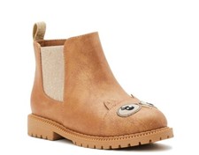 Wonder Nation Toddler Girls Brown Chelsea Critter Lug Sole Boots Shoes: 7-10