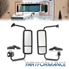 Pair Door Mirror Heated w/ Arm For Freighliner Columbia Century 00-17 Right+Left