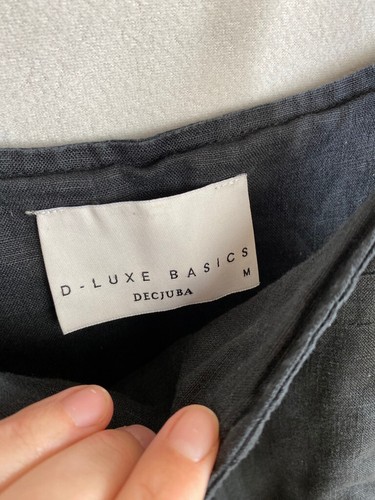 Decjuba D-Luxe Basics dungaree womens 12 medium 100% linen black pockets - Picture 5 of 10