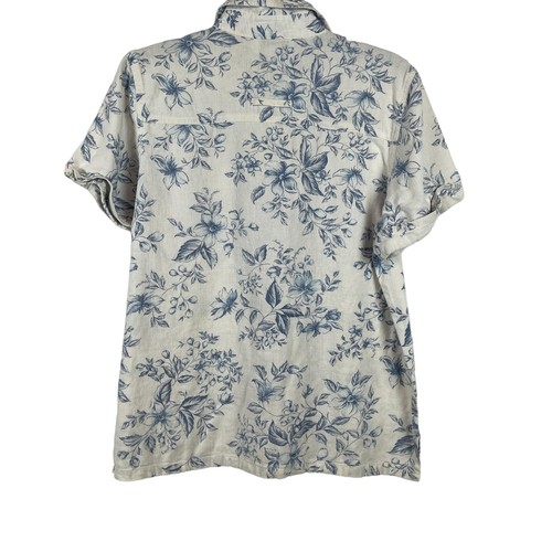 Camisa de lino manga corta abotonada Erin London para mujer talla L - Imagen 2 de 6