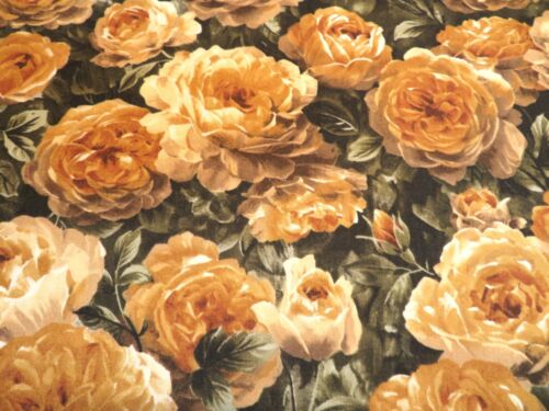 Kona Bay Gold Large Roses On Green Background Cotton Fabric - Picture 2 of 2