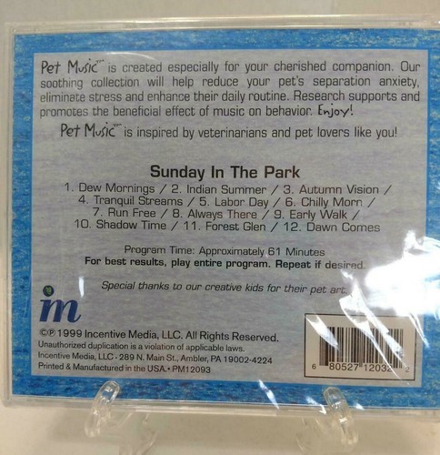 Sunday in the Park - Pet Music - Audio CD NEW and Factory Sealed - Imagen 2 de 2