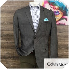 Calvin Klein Mens Blazer Sport Coat Casual Jacket Size 42L Wool Silk Suit