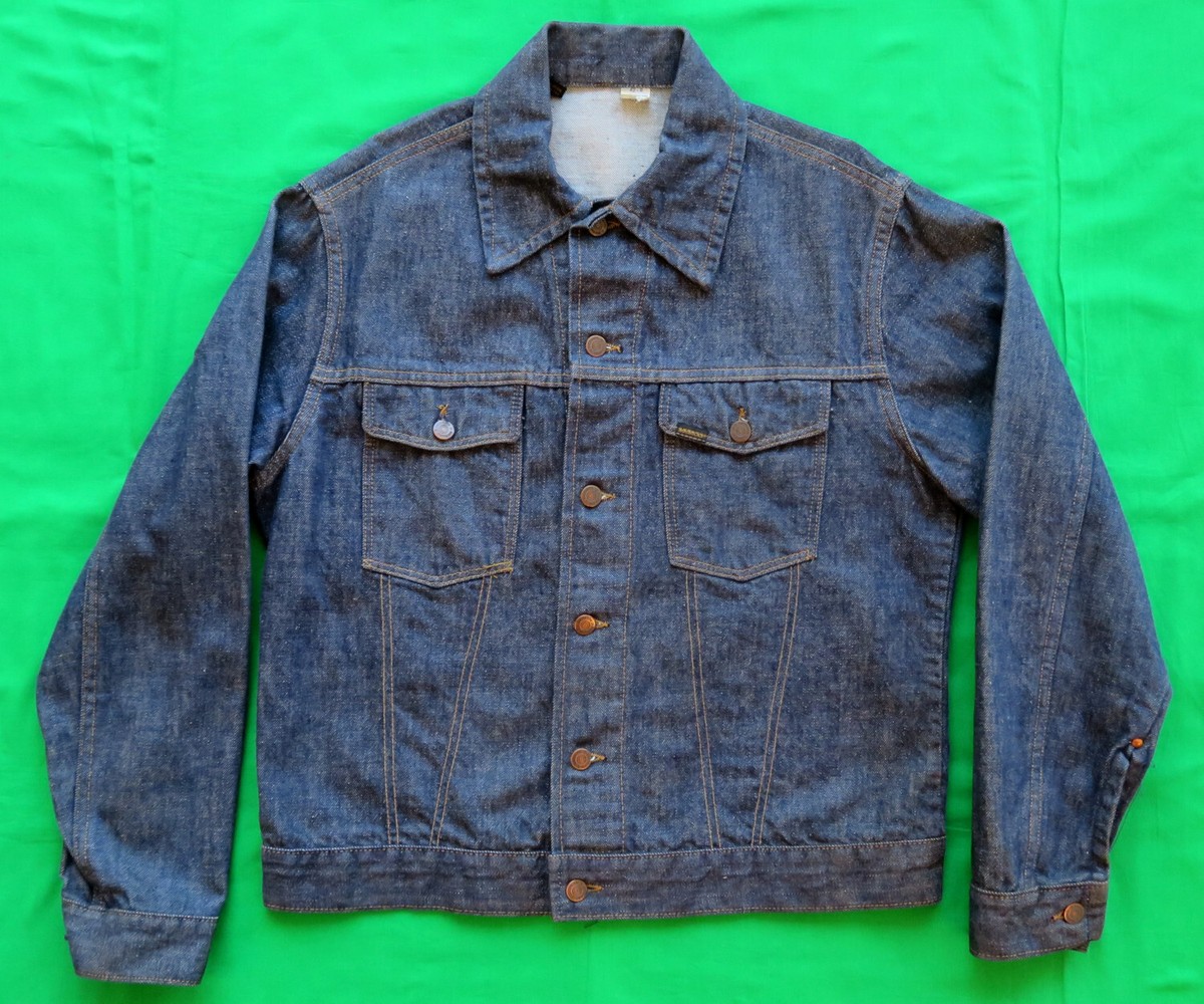Sears Roebucks Vintage Denim Jacket 1970's Selvage 42R Two Pocket
