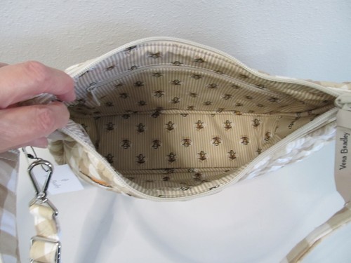 NWT Vera Bradley Frannie Crescent Crossbody Peach Blossom Picnic Shoulder Bag 🦋 - Picture 8 of 12