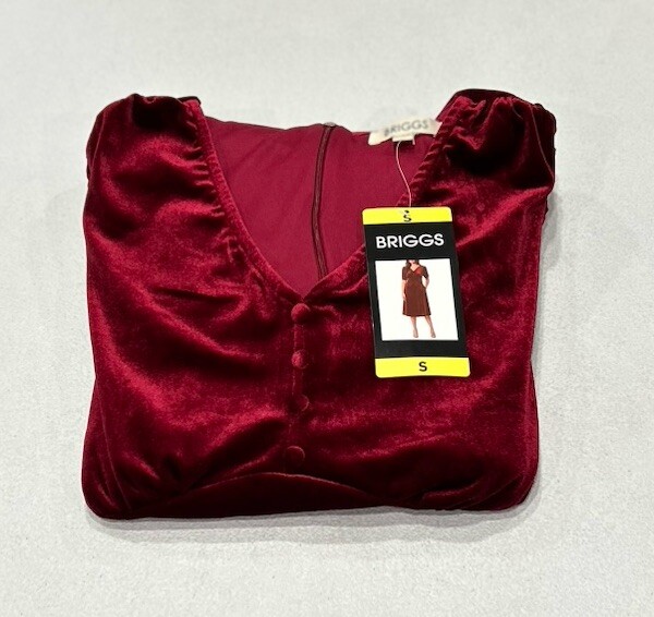 Briggs Women's Velvet Pockets Soft Dress, Dark Red, Size S