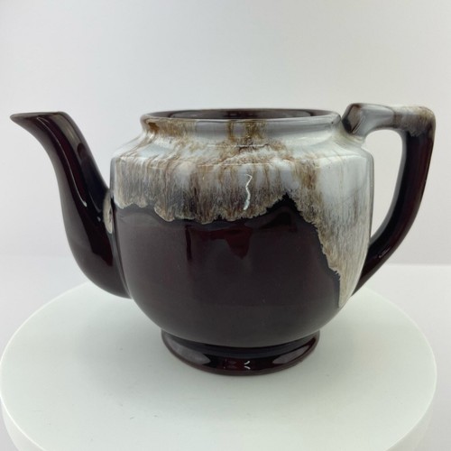 Vtg Brown Drip Glaze Japan Teapot Single Serve Espresso Redware Cottage Pottery - Picture 7 of 13