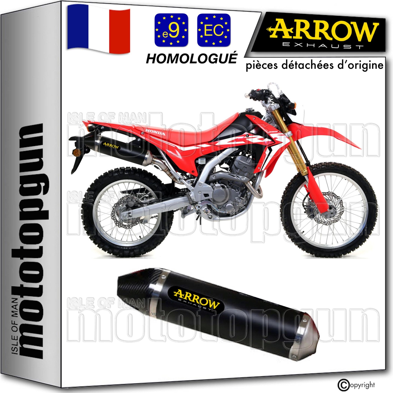 Silencieux Arrow Thunder noir gain de puissance Honda CRF 250 L Rally 2018