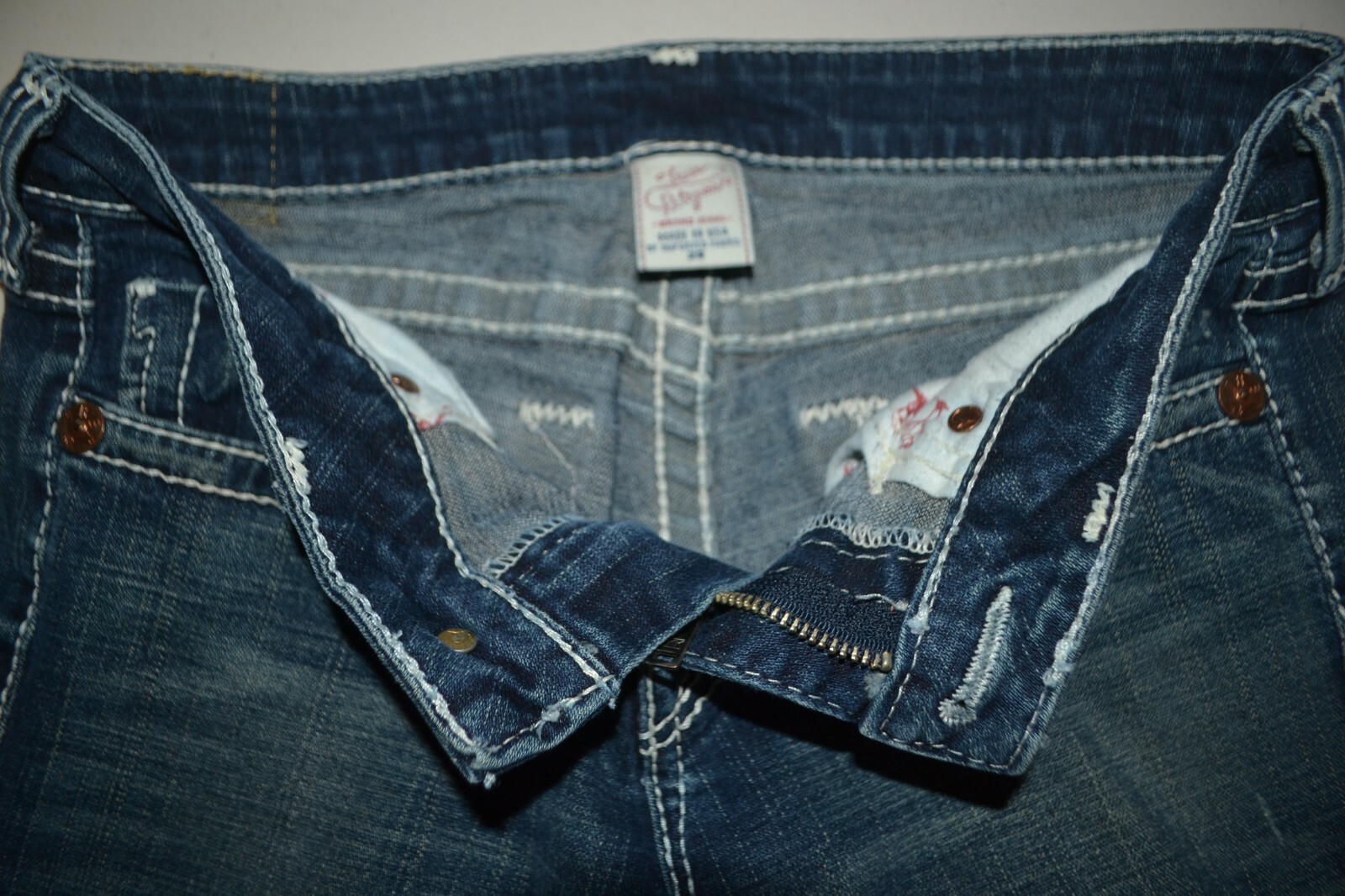 True Religion Women's Gina Big T Bootcut Logo U Pocket Blue Jeans Sz 29x34 thumbnail 8