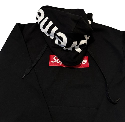 Supreme Box Logo Pullover Hoodie Mens Medium Black w/Kangaroo Pockets Hood Logo - Picture 9 of 11
