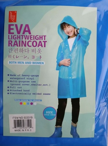 Lightweight Raincoat 100% Vinyl With Sleeves Snap Closure Rain Men/Women 2 Count