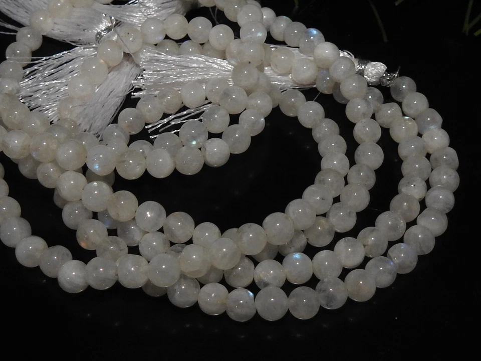 14-дюймовый белый радужный лунный камень гладкая круглая сфера шарообразная форма бусины 5 мм - Изображение 3 из 4