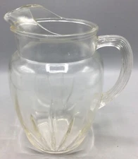 Vintage Federal Glass Ice Lip Star Pitcher, 9” Tall