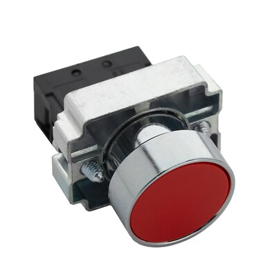 Momentary Push Button Switch N/C, On/Off Flat Head, Red, Self-Resetting