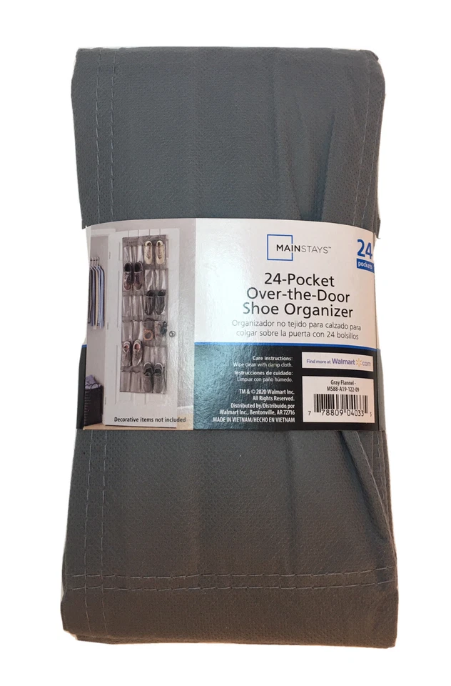 24-Pocket Over-the-Door Shoe or Craft Organizer in Gray - Mainstays - New - Image 3 of 3