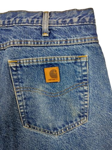 Jeans Carhartt uomo taglia 35 x 34 blu lavaggio medio vita alta isolato zip denim - Foto 11 di 12