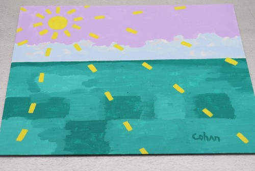 Original CohAn Landschaft Meereslandschaft Acryl Gemälde "Sonnenaufgang 2" signiert! 8" x 10" - Bild 2 von 8