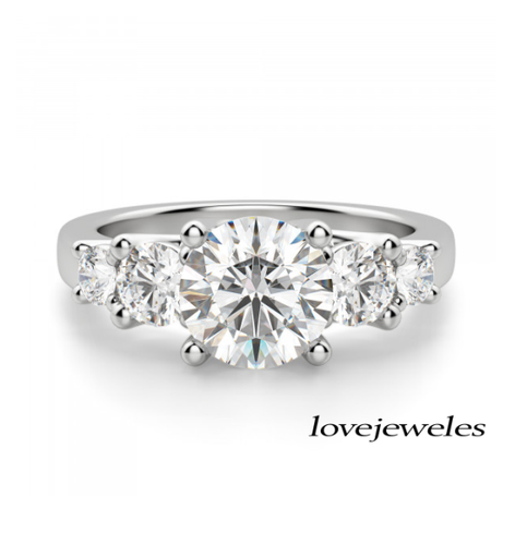 5 Stone Round Cut Moissanite 2.50CT Women's Wedding Ring 14K White Gold Finish - Bild 2 von 6