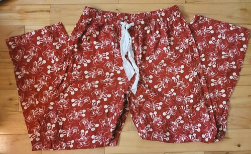 Disney Parks Red Flannel Lounge Pajama Pants Mickey Mouse Print Womens Sz Large - Picture 3 of 5