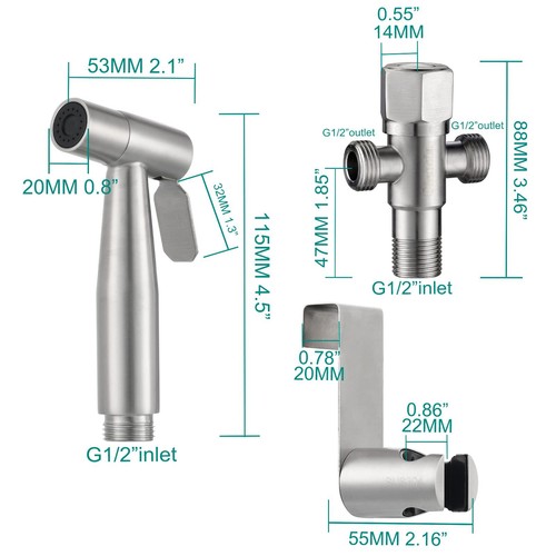 Ducha Bidet Acero Inoxidable, Grifo Portatil para WC Kit Ducha de Lavabo, con - Imagen 5 de 9