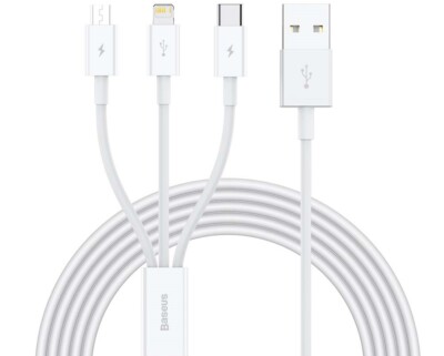Baseus Kabel 3in1 Superior USB - 8-Pin + USB-C + microUSB 1,5 m 3,5A weiß