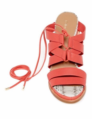 Nuevo con etiquetas Calvin Klein Panelope Cuero Con Cordones Sandalia Talla 8 Coral Profundo - Imagen 2 de 5