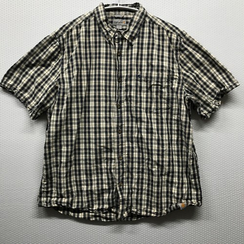 Carhartt Shirt Herren extra groß blau mehrfarbig kariert entspannte Passform Knopfleiste